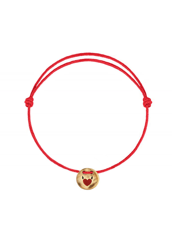 Horn Heart Gold Coin Rope Bracelet