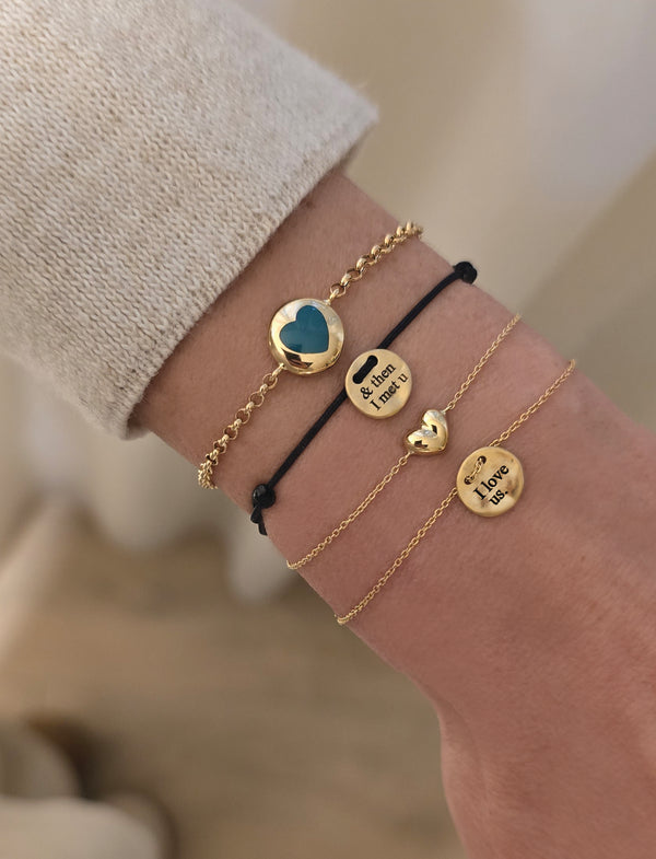 I Love Us Gold Coin rope bracelet