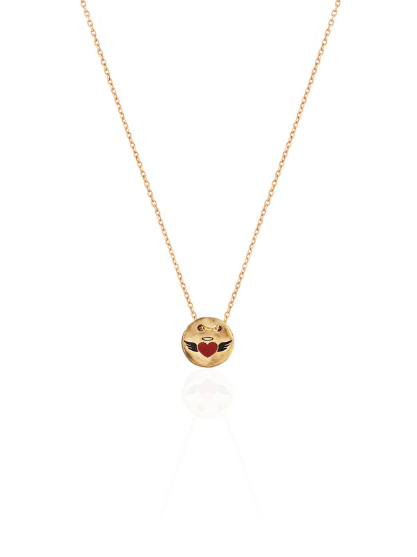 Halo Heart Coin Gold Necklace