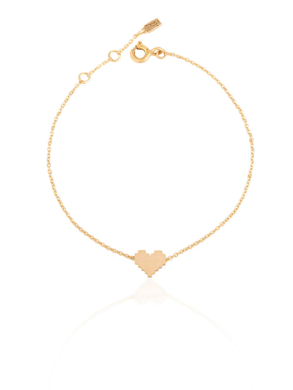 Small Pixel Heart Gold Bracelet