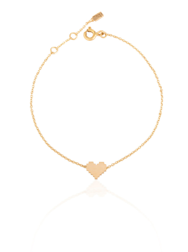 Small Pixel Heart Gold Bracelet