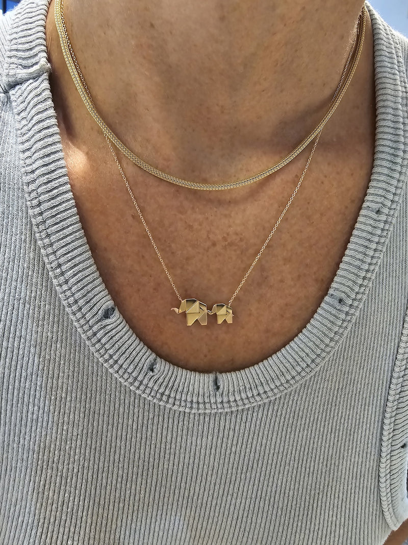 Two Elephants Gold Necklace