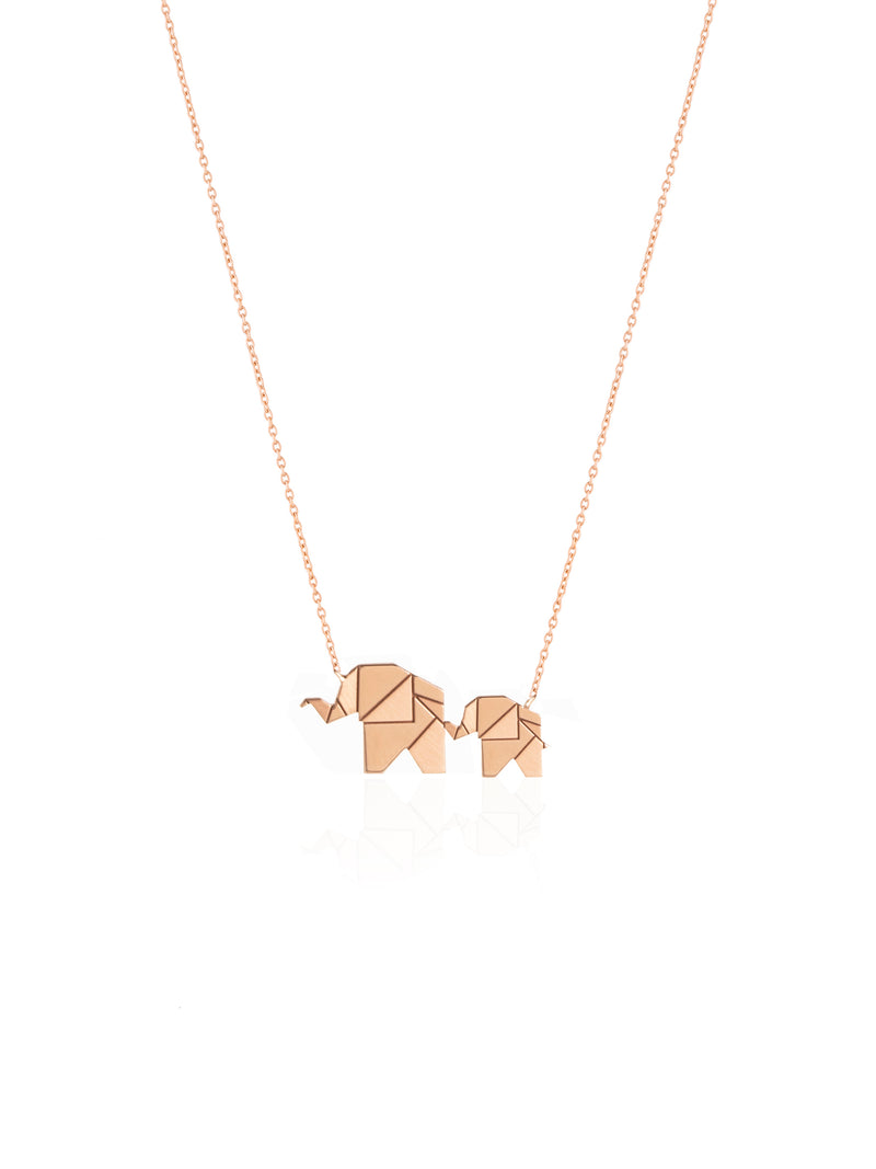 Two Elephants Gold Necklace