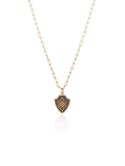 Endless Knot Shield Gold Necklace with Link Chain